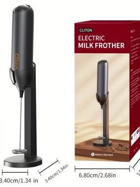 (12) - 2 PACK Portable Electric Milk Frother w/ Stand – Handheld Mixer + Foam